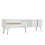 Hanah Home Soporte de TV Vania Blanco y Dorado